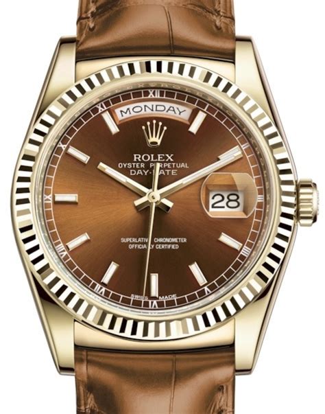 rolex day date gold on black strap|rolex day date leather strap.